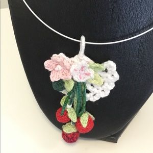 Choker Mini Cherries and Flowers Pendant
